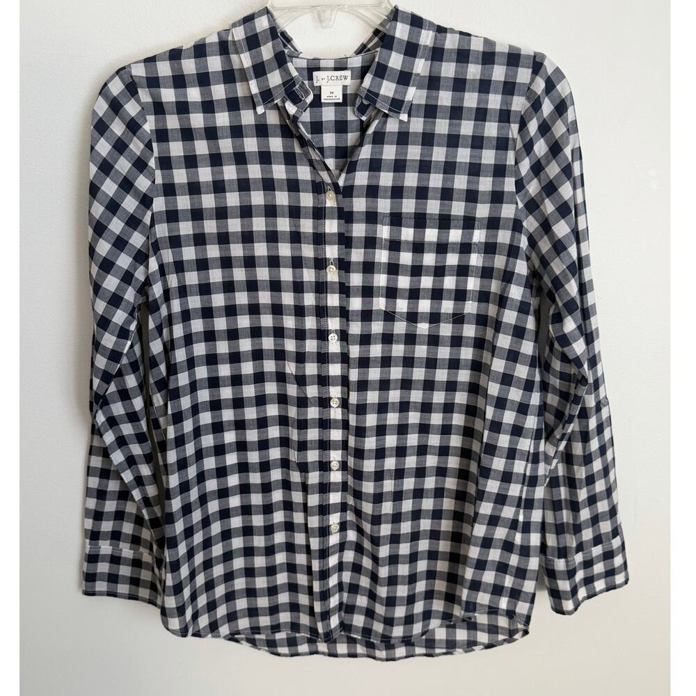 J. By J.Crew Navy and white Gingham Button down Women's size medium